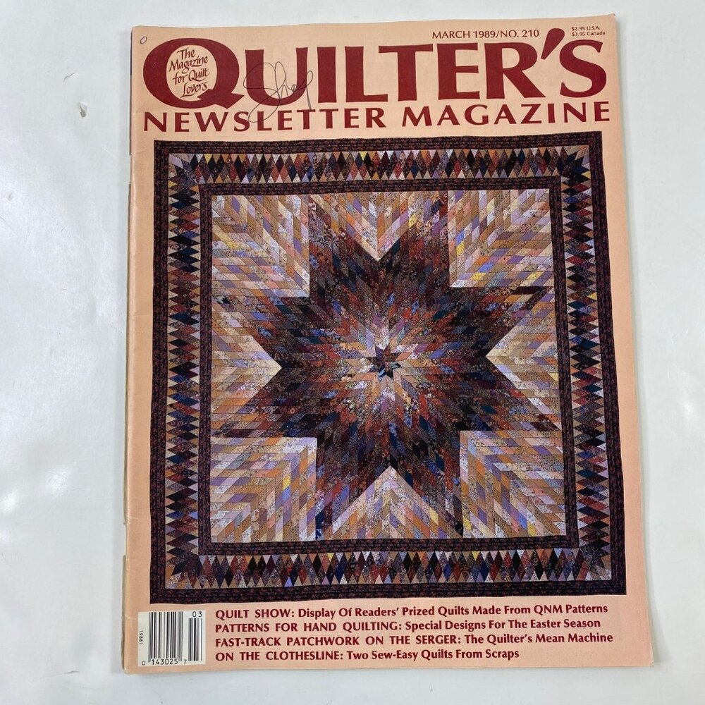 Vintage Quilters Newsletter Magazine March 1989 No. 210 Articles And Patterns